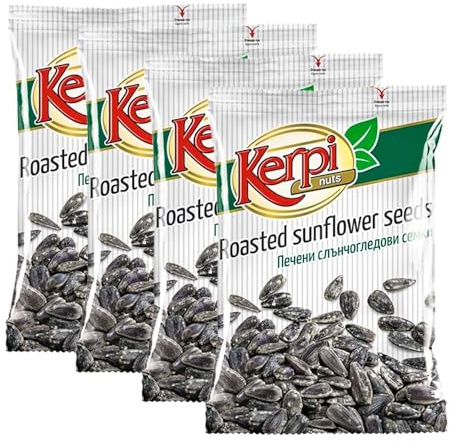 Roasted Salted Sunflower Ker-pi-Seeds High Rich Nutty Flavour Delicious Satisfying Healthy Snacks Product of Bulgarian Origin 90g Pack of 4