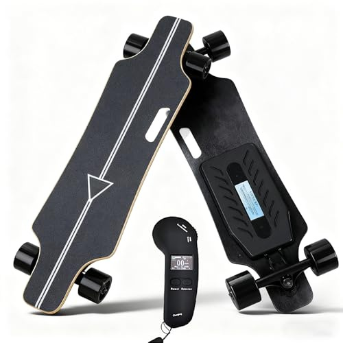Giuggiolared Longboard Elettrico con Dual Motor, Skateboard Elettrico, Massima velocità 35 km/h, Autonomia 16-30 km, 4 Regolazioni di Frenata, per Campus e Viaggi Quotidiani A-16km