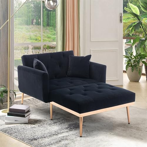 LARFOEK 3-i-1 sovstol med sängfunktion, justerbar bäddsoffa med kudde, hopfällbar soffa, bäddsoffa för sovrum, liten lägenhet, 90 x 165 x 77 cm, svart