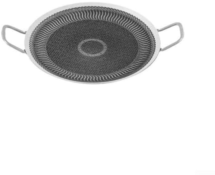 Poêle grill en acier inoxydable 316, avec construction à cinq couches pour barbecue extérieur sans fumée, compatible avec les plaques de cuisson à gaz et à induction (34 cm tout en acier)