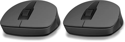 HP 150 Mouse Wireless, Dongle USB-A Wireless a 2.4 GHz, Sensore Ottico da 1600 DPI, 3 Pulsanti e Rotella di Scorrimento a Doppia Funzione, Impugnatura Egonomica e Funzionale, Nero (Confezione da 2)