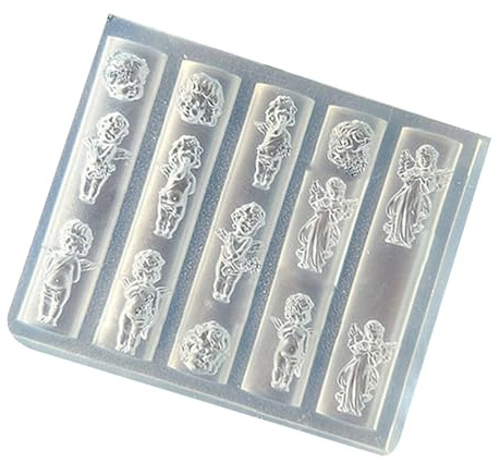 Moule à ongles en silicone avec motif ange sculpté pour loisirs créatifs, breloques et bijoux faits à la main