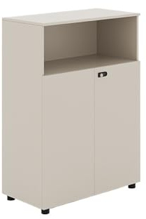 Dubbeldörr arkivskåp med lås, lågt kontorsskåp, delad design för dokument, datanizat, modern vit h, effektiv kontorspäls
