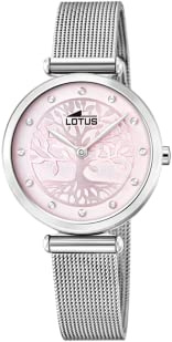 LOTUS Reloj Mujer Analógico de Acero Inoxidable 316l Plateado - Movimiento de Cuarzo - Cristal Mineral de Alta Resistencia - Resistente al Agua 5 ATM 18708/2 - Trendy