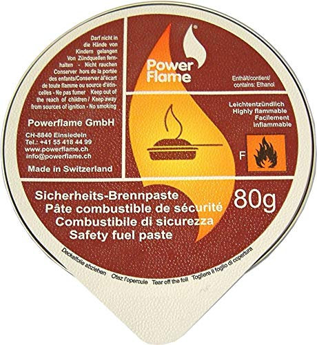 POWER FLAME Pâte Gel Combustible de sécurité 80 g, 3 Sets de 3 portions de 80 g (9 gels)