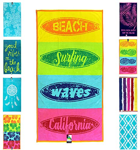 jilda-tex Strandtuch 90x180 cm Badetuch Strandlaken Badelaken Strandhandtuch 100% Baumwolle XXL (Venice Beach)
