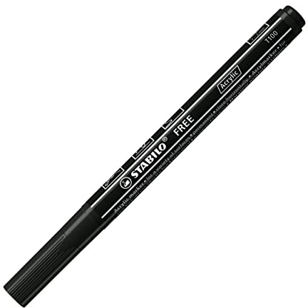 STABILO - Acrylmarker - FREE Acrylic - T100 Rundspitze 1-2mm - Einzelstift - schwarz