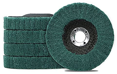SI FANG Lot de 5 disques de polissage à lamelles en nylon de 100 mm x 16 mm, grain 120, disque abrasif en fibre abrasive, roues de polissage pour meuleuse d'angle de 10,2 cm