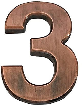 Zayookey 7cm Numero di Casa Moderna Numero di cassetta postale di autoadesivo 3D Address House Numbers utilizzato per in Porte, Pareti, Hotel (Numero 3)