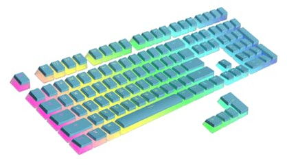 Ranked Pudding PBT Keycaps | 112 Double Shot Translucent ANSI US & ISO Layout | OEM Profile for RGB Mechanical Gaming Keyboard (River Blue)