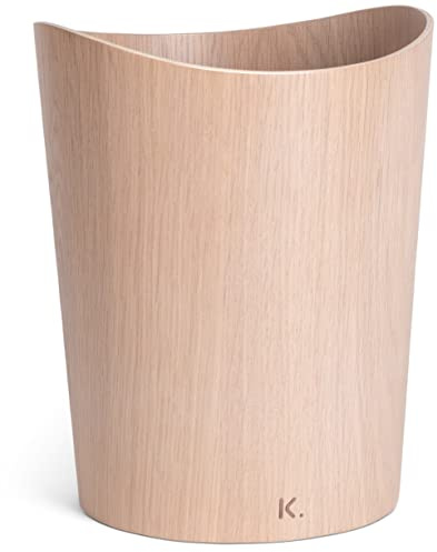 Kazai. Echtholz Papierkorb Börje | Holz Mülleimer für Büro, Kinderzimmer, Schlafzimmer u.m. | 9 Liter | Eiche weiß