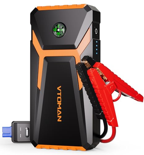 VTOMAN V6PRO Jump Starter Power Pack 2000A 12V,Car Battery Charger Jump Starter (Up to 7.0L Gas or 5.0L Diesel),Booster pack with Jumper Cables(Orange)