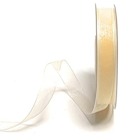 s.dekoda Schleifenband 50m x 15mm Creme Organza Chiffon Geschenkband Organzaband [1350-102]