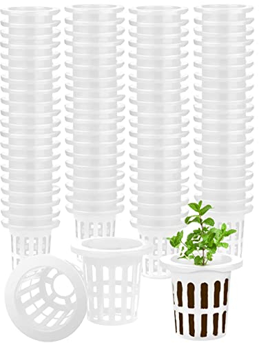 5CM Höhe Garten Schlitz Mesh Runde Net Cups, 100PCS Net Cups, Leichte Wirtschaft Heavy Duty BPA freie Kunststoff Net Cups für breite Lippen Eimer Korb Topf Cups für Hydroponik Aquaponics (Weiß)