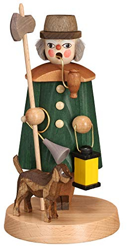 Rudolphs Schatzkiste Räucherfigur Nachtwächter mit Hund Grün Höhe ca 19cm NEU Rauchen Rauchfigur Rauchmann Räucherfigur Räucherkerze Smoker Kerze Figur Mann Holz Seiffen Erzgebirge Holz Schnee