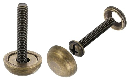 QUARKZMAN 4 Piezas de Tornillos Decorativos de Latón con Tapas, 15 mm de Clavos de Tapa para Espejos, Sujetadores para Muebles Decorativos, Color Bronce