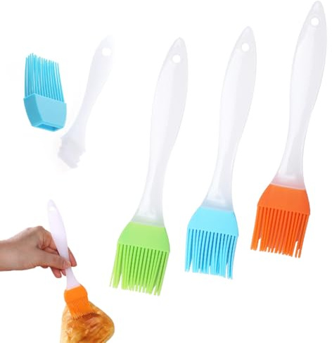 3 Stück Silikon Backpinsel, 20cm Backpinsel,Silikonpinsel,Küche Pastry Brush, Grillbürste Pinsel, Basting Gebäckbürste, BBQ Pinsel für Grillen, Gebäck, Rühren, Backen, Kochen