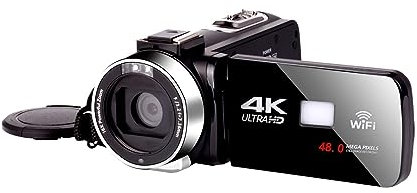 MZZYG Videocamera Videocamere Digitali 4K Blogger Live Cast Streaming Camcorder for UHD 18X Zoom WiFi Vlog Webcam Videoregistratore(128G SD Card,Cam)