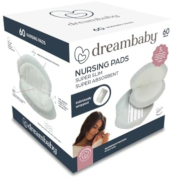 Dreambaby Disposable Breast Nursing Pads 60 Pack for Nursing Breastfeeding Mothers, Essential for Hospital Bag, Thin Super Absorbent Breathable Layers, Super Discreet fit
