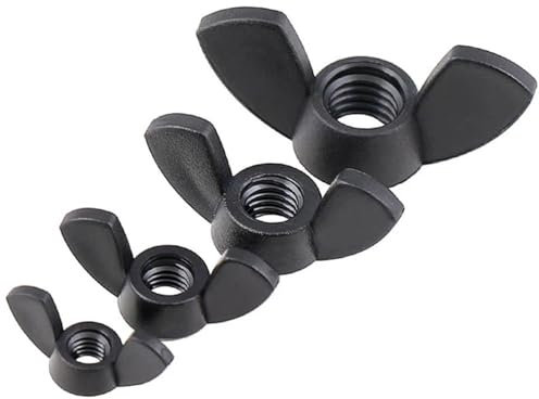 Flügelmuttern, Befestigungsflügelmuttern, 50 Stück, schwarz/weiß, Kunststoffmutter, Flügelmutter, Kunststoff-Flügelmutter, M3, M4, M5, M6, M8, M10, M12 (weiß, M6)(Black,M5)