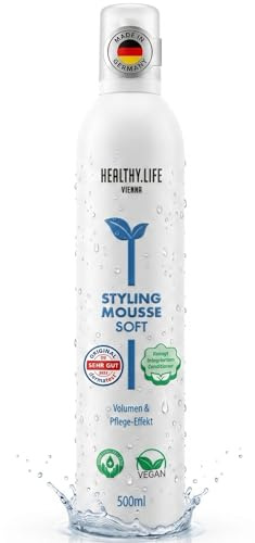 HLV – Styling Mousse Soft, Mousse Soft Schaumfestiger | Flexibler & Natürlicher Halt mit Conditioner | VEGAN, Pflegebedürftiges & Kräftiges Haar, Volumen & Föhnen, Locken Festiger, Haarstyling, 500ml