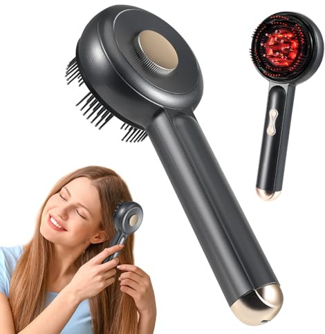 Brosse Massage Cuir Chevelu, Scalp Massager Applicateur Huile Cheveux avec Micro-courant EMS et Lumière Rouge, 3 Modes de Massage, Stimule Croissance des Cheveux et Exfoliation Douce