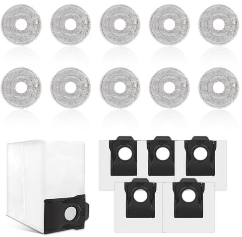 Plstod Set di 15 Accessori di Ricambio per Dreame L10s Ultra Gen 2, Accessori per la Pulizia per Dreame X40 Ultra, 10 Salviette per Mop, 5 Sacchetti per il Vuoto, Panni e Sacchetti per l'aspirapolvere