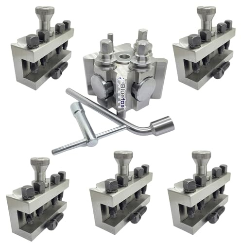 T2 Quick Change Tool Post Set 5 Standard Holders Dixon Type Lathe 26mm | Used on Colchester Student/Master Etc. | Main Block -97mm x 97mm x 72mm