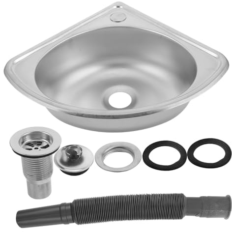 Mikikit Lavabo Triangulaire Ultra-Compact 1 Set en Acier Inoxydable pour VR | Evier Exterieur, Bassin Simple pour Motorhome, Installation Facile, Design Multifonction, Format Gain de Style Aléatoire
