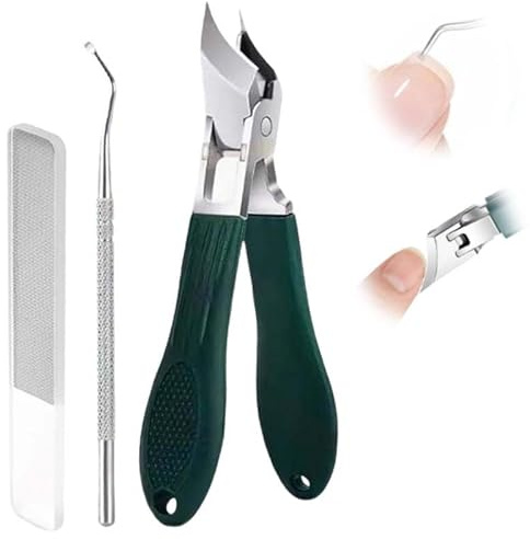 Schräger Nagelknipser, Anti-Splash 25 ° Slant Edge Nagel Clipper 3-Teiliges Set, Groß Zehennagelknipser Gebogene Nagelknipser mit Breiter Öffnung Nagelschere für Senioren Dicke Nägel (1PCS)