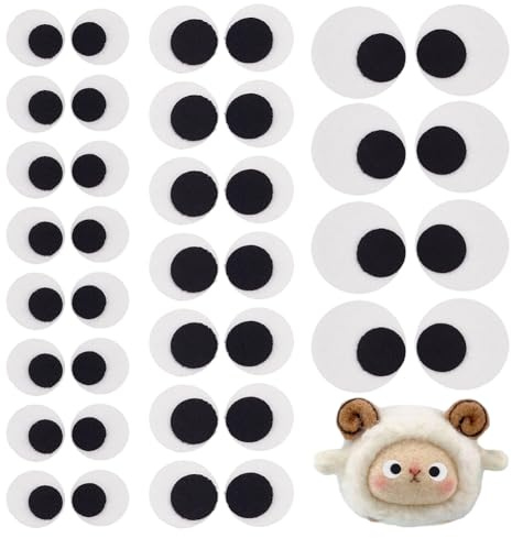PH PandaHall 3 Größen 60 Paare Flache Runde FilzAugen Amigurumi Filz Augen Weiße Schwarze Augenpflaster Kawaii Häkeln Nähen Auf Augen Für Amigurumi Häkeln Stofftiere Plüschteddy Handwerk, 20/25/38mm