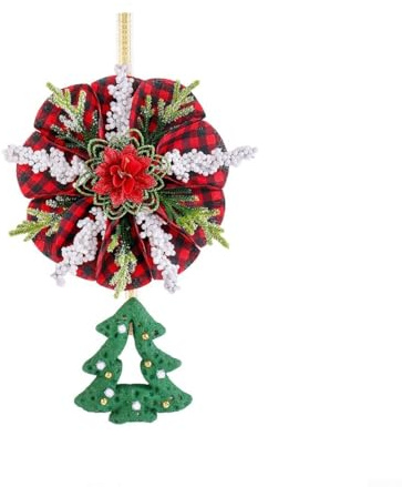 CYRENT Corona festiva de Navidad adecuada para colgar en puertas y árboles, adornos en forma de estrella, hecha de tela y espuma con un diseño minimalista moderno para decoración de temporada (A)