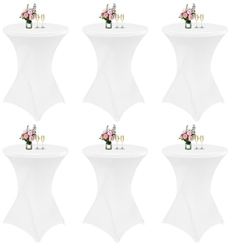 LYAFS Stehtisch Hussen 6 er-Set 80×110cm Weiß Stehtisch Tischdecke