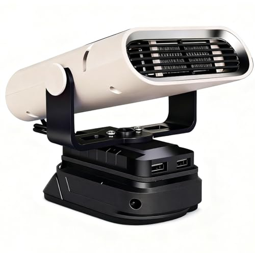 Ejoyous Portable Space Heater, Battery Powered Heater for Series with 360 Degree Rotation and 2 Heat Settings, for Car Defogging Defrosting Workshop Factory