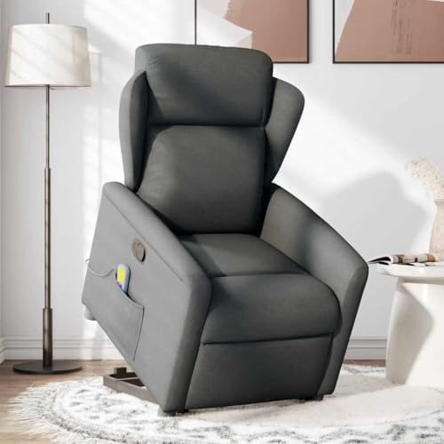 Mimdixy Fauteuil rembourré, fauteuil de massage, fauteuil de massage, fauteuil de massage, en tissu gris foncé, pour salon, chambre à coucher, home cinéma, installation rapide
