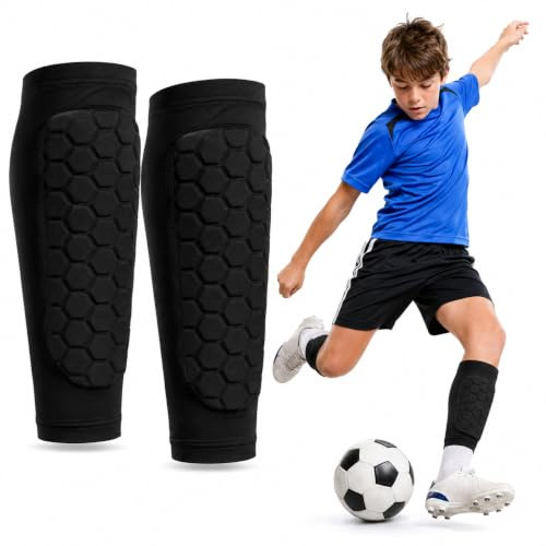 Football Shin Guards, 1 Pairs Youth Shin Pads for Skiing and Football | Designed for comfortable wear on the lower leg during skiing, football training and outdoor sporting activities