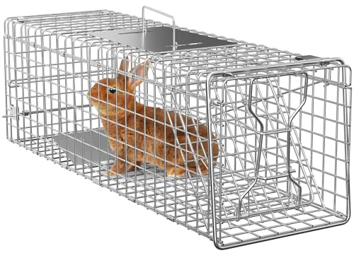 ZENY Live Animal Cage Trap Steel Cage Catch Release Humane Rodent Cage for Rabbits, Stray Cat, Squirrel, Raccoon, Mole, Gopher, Chicken, Opossum, Skunk & Chipmunks (24x 8 x 7.5)