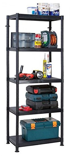 NEW 5 TIER BLACK PLASTIC RACKING SHELVING SHELVES RACK STORAGE SHELF UNIT (4 x 5 Tier Plastic Shelf)