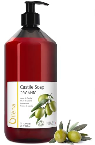 Oïléna - Savon de Castille Bio Liquide | 100% Naturel et Végan | 18 Utilisations Diverses | Sans Parfum et Parabens | Hypoallergénique, 1 l (Lot de 1), Transp