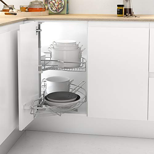 Menage Confort 180º Vassoio semicircolare per angolo da cucina, metallo, larghezza porta 500 mm/altezza prodotto 730-780 mm