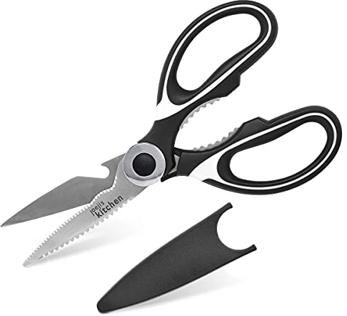 Joeji's Küche Schere Scharfe Küchenschere für schwere Scheidearbeiten - Geeignet als Pizzaschere und zum Schneiden von Fleisch und Gemüse Spülmaschinenfest perfekt für den Haushalt