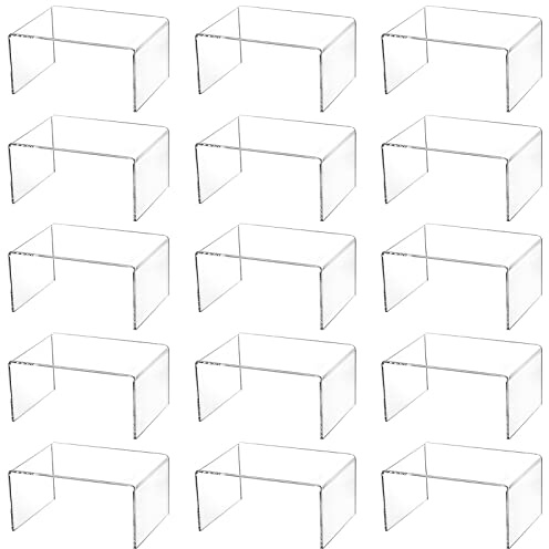 Hedume 16 Pack Clear Acrylic Display Risers, 11cm x 8cm x 5.6cm Display Stand for Figures, Buffets, Dessert, Cupcakes, Candy, Jewelry and Collectibles