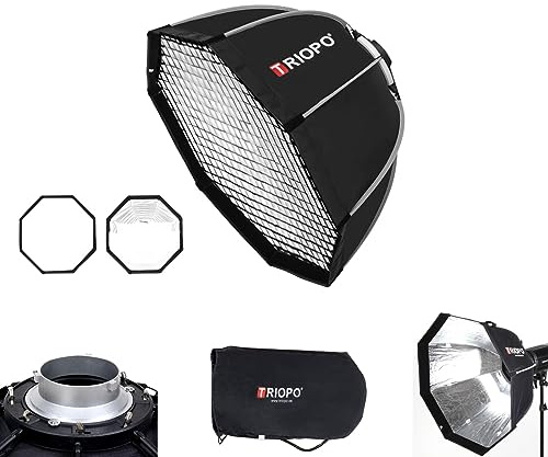 Triopo Softbox 25.6in/65cm Softbox ottagonale con griglia a nido d'ape, sgancio rapido Bowen Mount Umbrella Softbox modificatore diffusore di luce per Bowen Mount Monolight (K2-65)