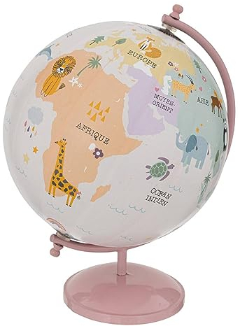 ATMOSPHERA CREATEUR D'INTERIEUR - Mappamondo in Metallo d20cm Rosa