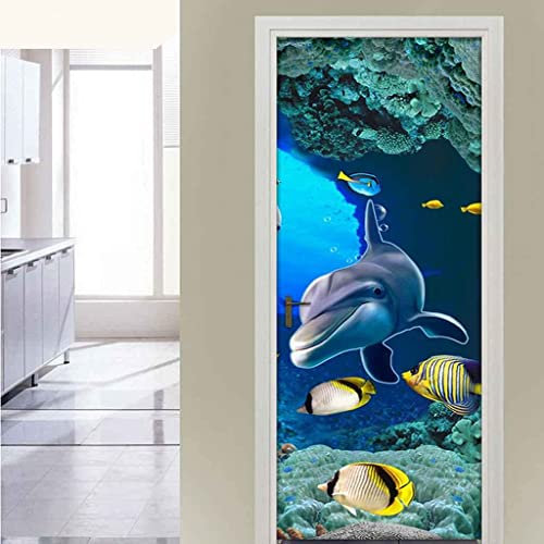 Türaufkleber Türtapete Türbilder Türposter Selbstklebend 3D Unterwassertier Wal 85 X 215 Cm Pvc Wasserdicht Abnehmbare Wandbilder Für Schlafzimmer Haus Bad Wc Büro Dekoration - Türwandaufkleber