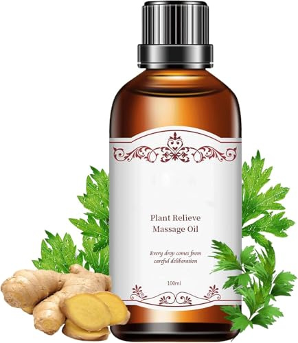 Plant Massage Oil, Ginger Oil for Arthritis & Pain Relief, Relaxing, Warming, Wormwood Ginger Essential Oil, Organic Rosemary Oil Moisturizing Body Oil Promote Blood Circulation