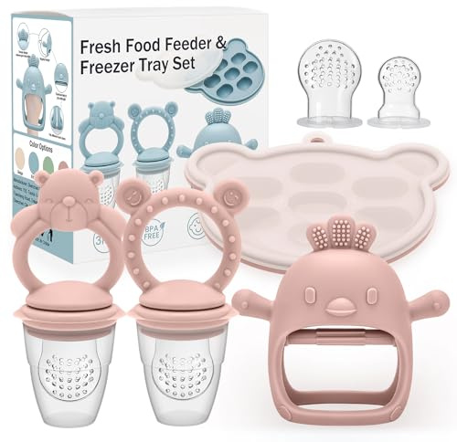 CLDY Baby Fruit Food Feeder, Includes Silicone Breast Milk Popsicle Freezer Mold, Teething Toy for Baby, BPA Free Silicone Teether for Toddler Infant for 3 Month+ Toddler Teething&Infant Self Feeding