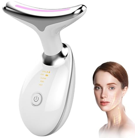 Gesichtsmassagegerät Gegen Falten, 7 Farben LED Licht EMS, 3 Modus Face Massager, Konstante Erwärmung auf 45°C V Shape Face Gerät, Gesichtsmassage Facial Lift