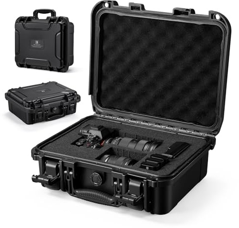 K&F CONCEPT Maletín Rígido, Maletín Fotográfico Exterior Impermeable IP67 y Resistente a los Golpes con Espuma Troquelada para Cámaras, Drones y Lentes | 34.5x29x13.5cm, Negro