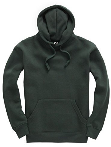Mellor Design Plain Pullover Hoodie Hooded Top Unisex Mens Ladies Hooded Sweatshirts Bottle Green, M